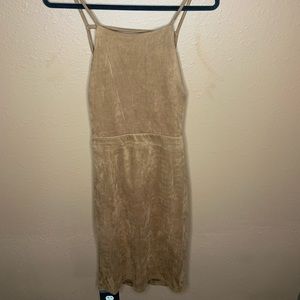 Backless suede tan dress